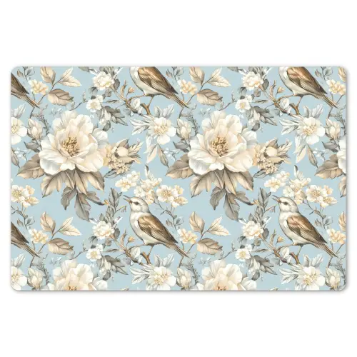 Botanisch - Zangvogel - Blauw Placemat vinyl groot 368 -zzsfeer1_Kitchenyeah-website