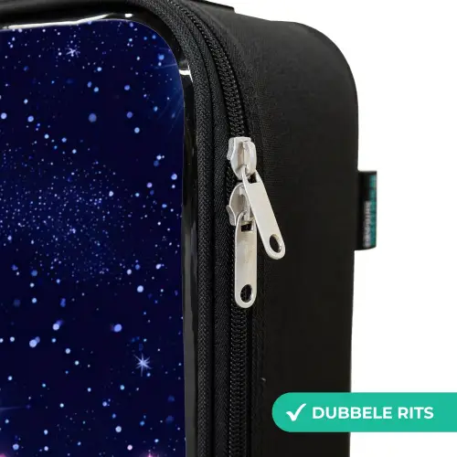 Sterren - Galaxy - Blauw - Roze Kinderkoffer - Zwart klein -rits_NL