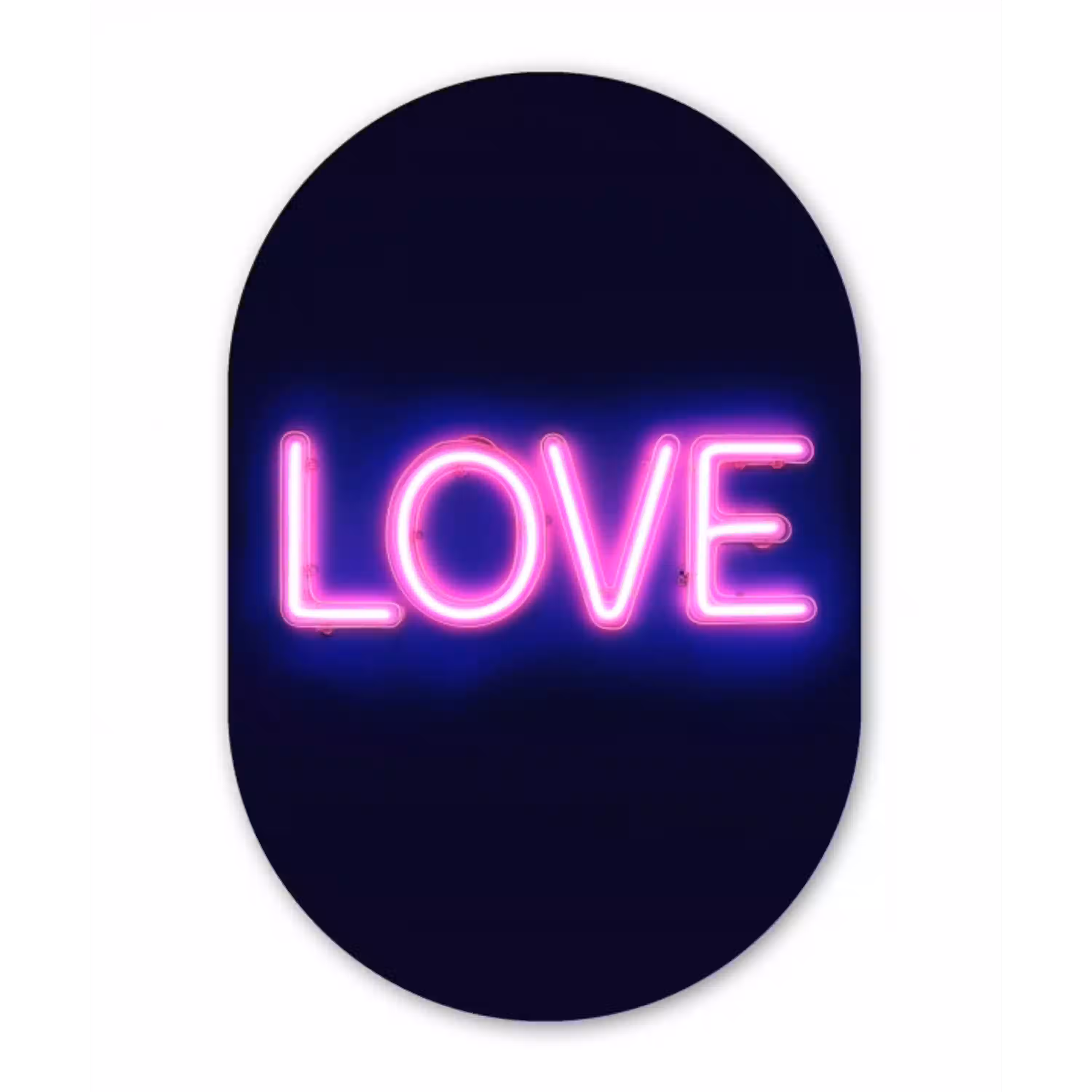 Neon - Love - Valentijn Wandcirkel Ovaal Glas middel -3d