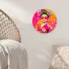 Vrouw - Zonnebril - Abstract - Oranje Wandcirkel kunststof plaat 5mm dik klein -sfeer5