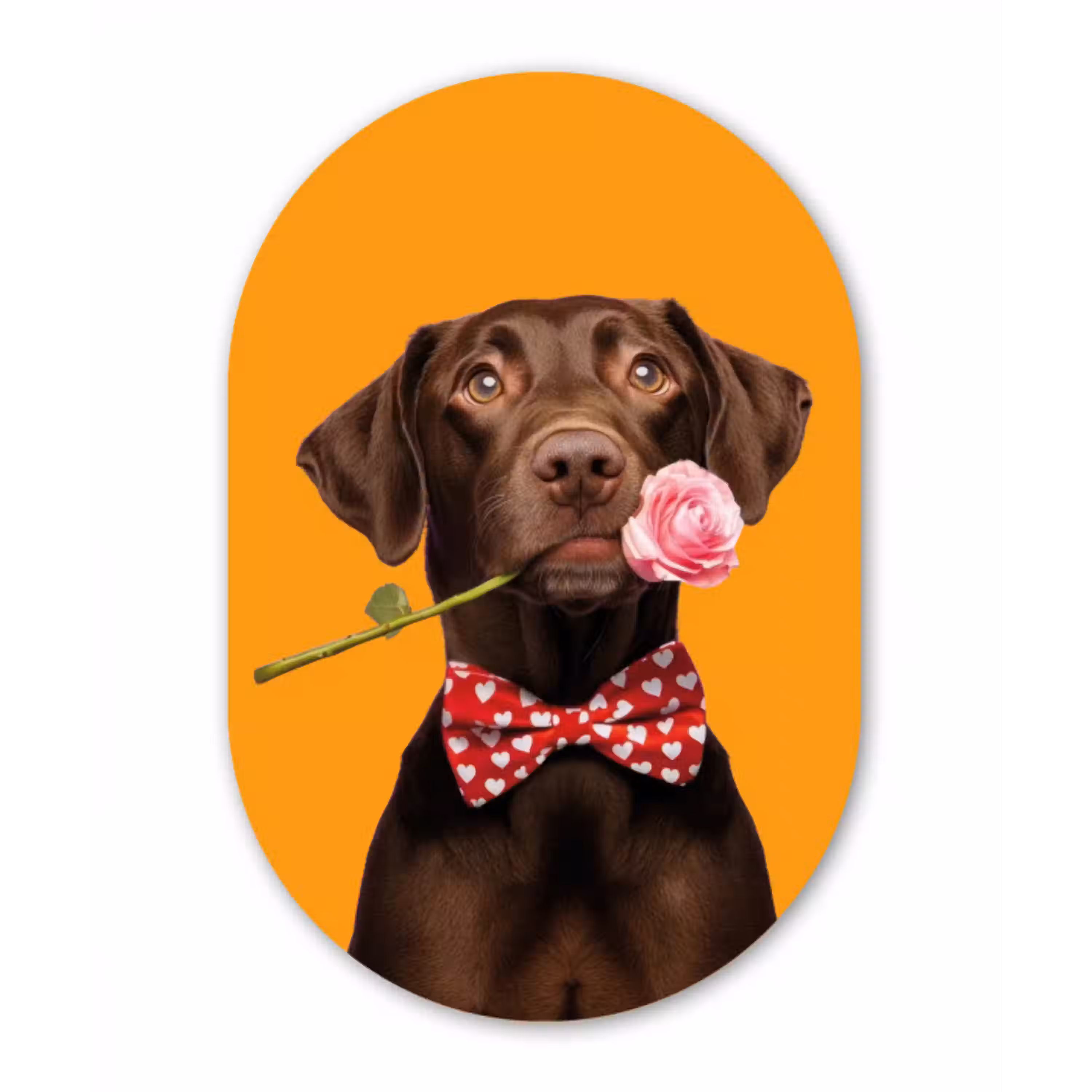Hond - Oranje - Roos - Valentijn Wandcirkel Ovaal Glas middel -3d