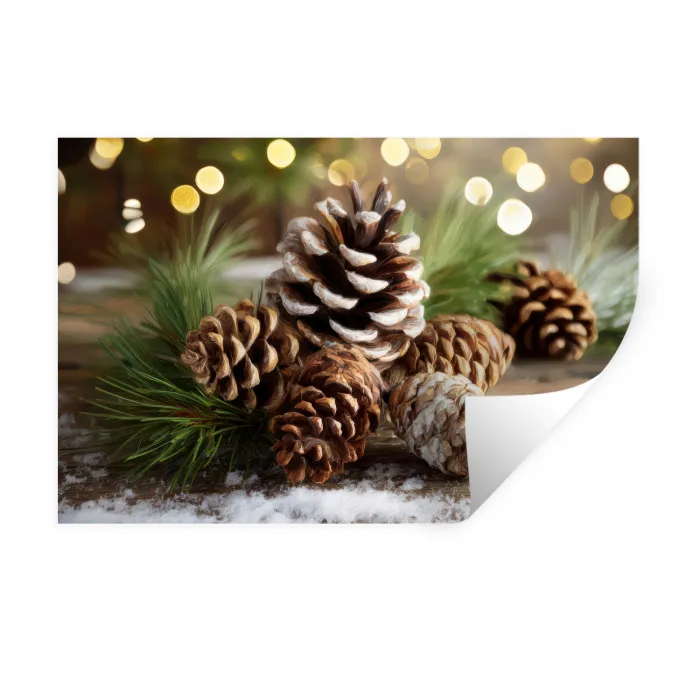 Dennenappels - Kerstsfeer - Bruin - Groen Muursticker klein -3d