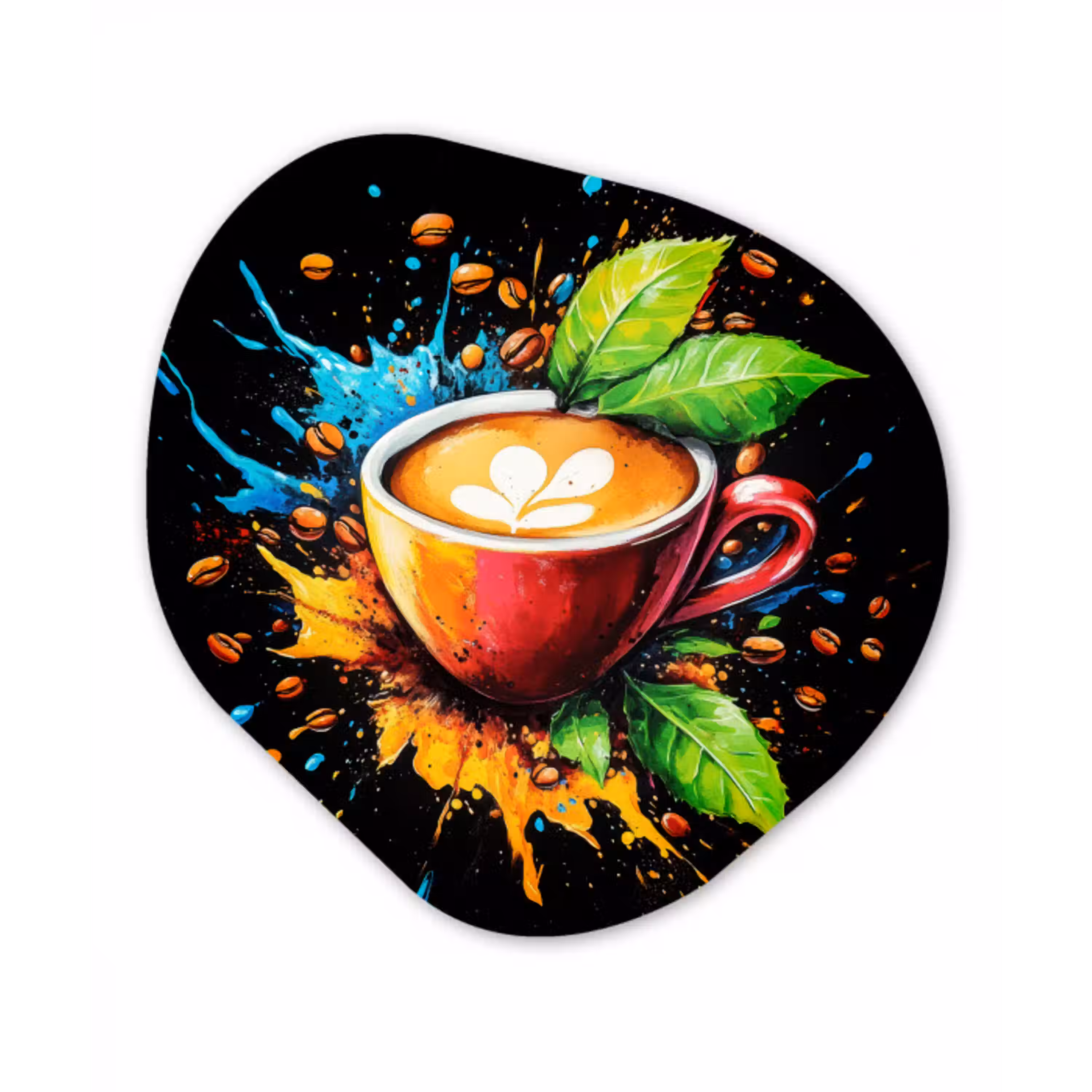 Koffie - Graffiti - Drinken - Abstract Wandcirkel Organisch Forex 3mm klein -3d