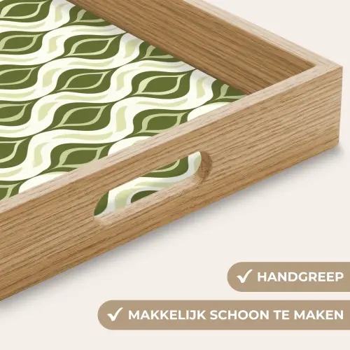 Patroon - Retro - Groen Dienblad Rechthoek middel 911 -USP_HandgreepNL