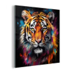 Tijger - Graffiti - Dieren - Zwart plexiglas 5mm klein -z3d