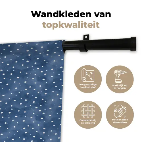 Frans - Citroen -  Stippen - Wit - Blauw Wandkleed katoen klein 269 -sfeer2