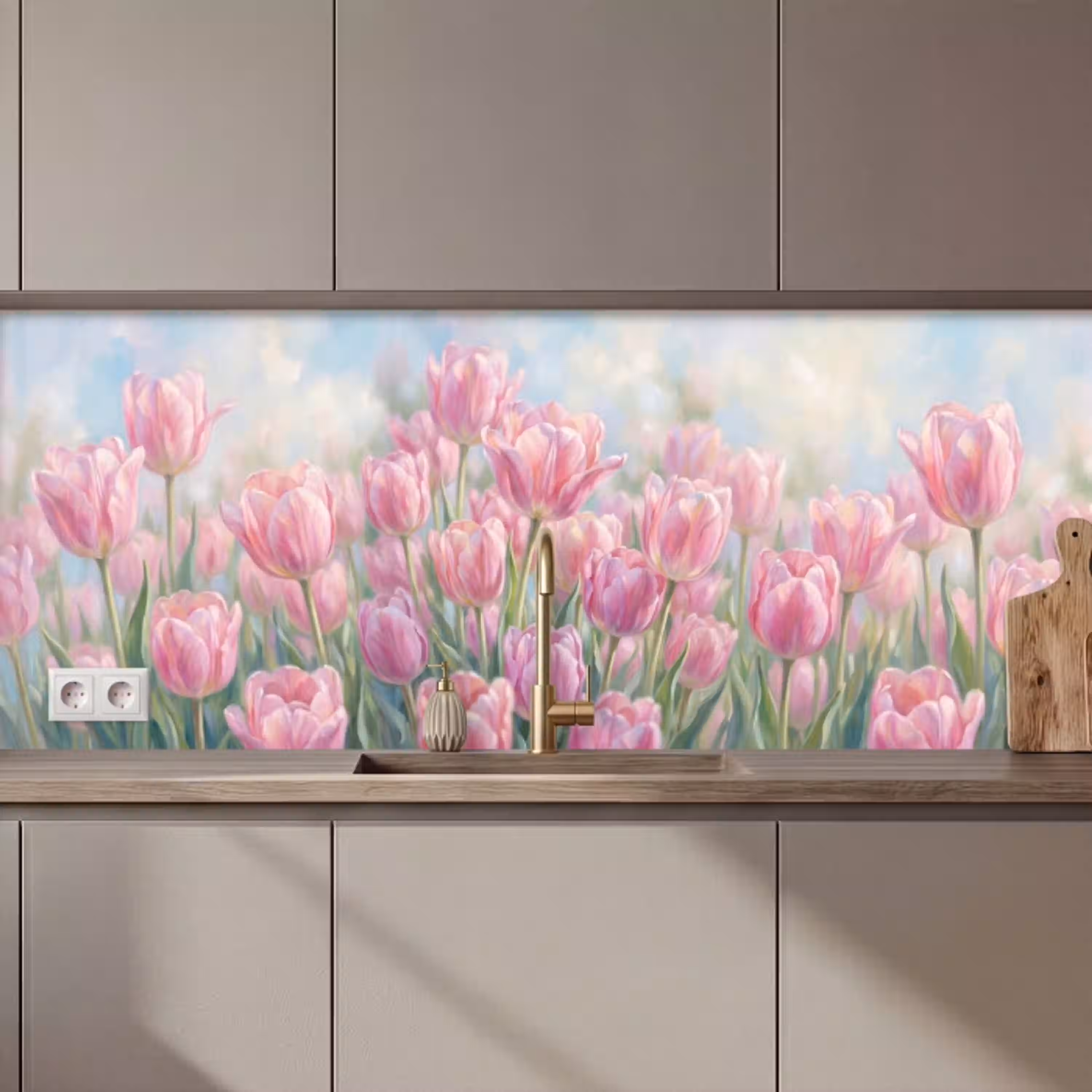 Tulpen - Veld - Lente - Roze keuken achterwand 2 middel zz_3dshopping