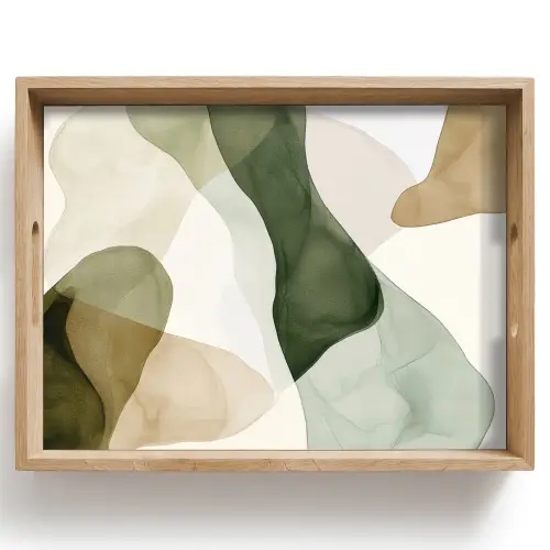 Japandi - Abstract - Groen Dienblad Rechthoek middel -z3d_shopping
