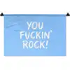 Blauw - Wit - You fuckin rock Wandkleed katoen klein -zz3d