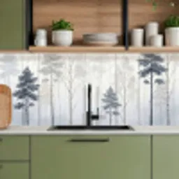 Bos - Bomen - Mist - Natuur - Illustratie - Grijs keuken achterwand 2 middel -sfeer3