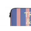 Try again - Strepen - Roze - Verticaal - Blauw laptophoes neopreen klein -detail