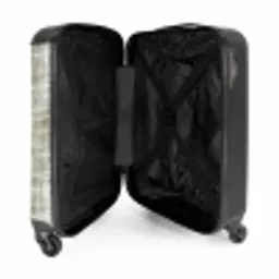 Linnen - Patroon - Groen NBS - Handbagage koffer - Volwassenen Unisex middel -binnenkant
