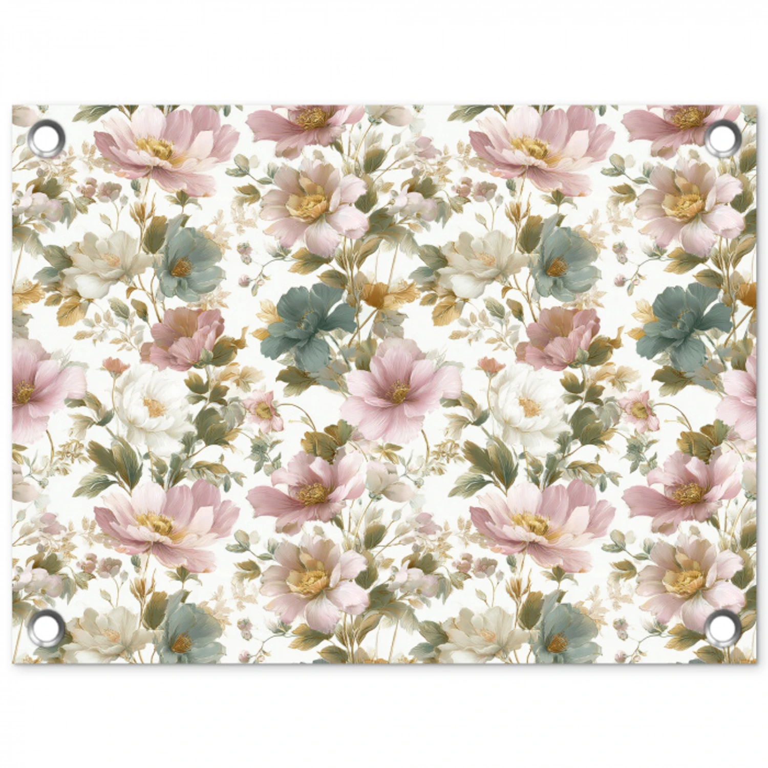 Bloemen - Patroon - Pastel tuinposter los doek klein 239 -3d
