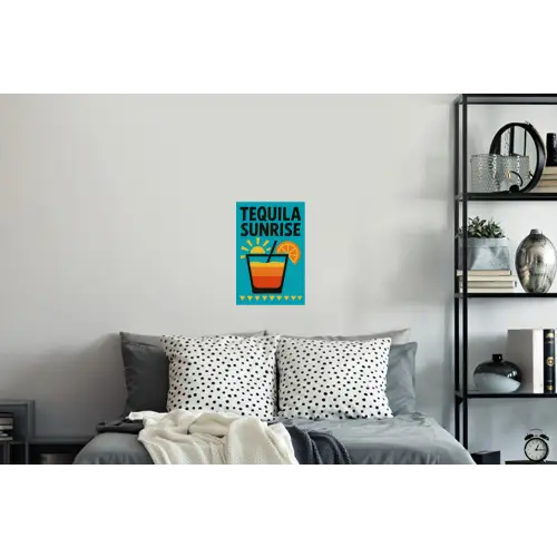 Illustratie - Tequila - Glas - Blauw Muursticker klein -slaapkamer