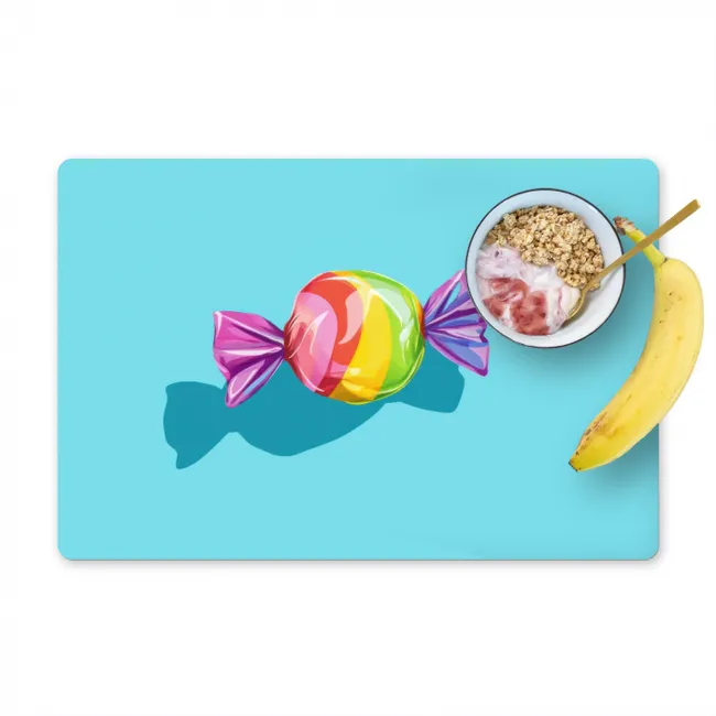 Blauw - Snoep - Regenboog Placemat vinyl groot -zzzproduct_Kitchenyeah-website