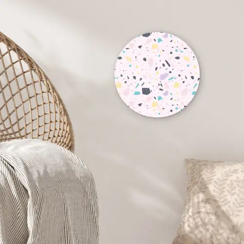 Terrazzo -  Patroon - Zacht - Snoep Wandcirkel plexiglas klein 852 -sfeer5