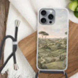 Landschap - Heuvels - Zandpad - Groen Hoesje iPhone 16 Pro Max met koord klein -sfeer4