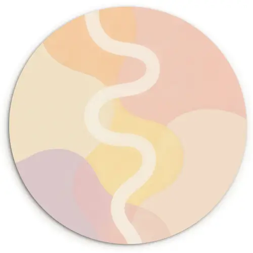 Golvende vormen - Abstract - pastel Wandcirkel kunststof plaat 5mm dik klein -3d