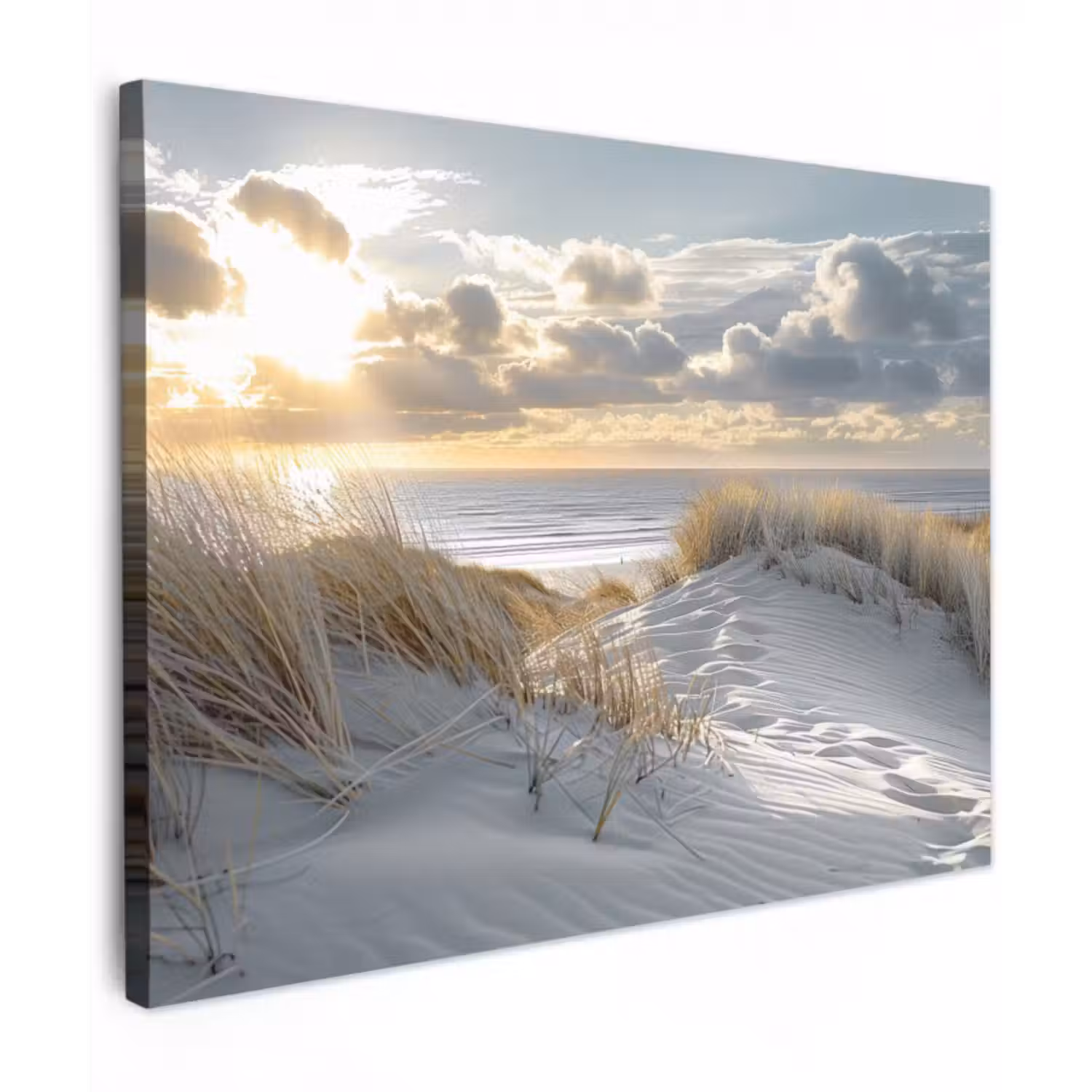 Leinwandbild - Sonnenuntergang - Dünen - Pflanzen - Natur - Strand
