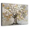 Boom - Beige - Grijs - Goud - Abstract Textielframe zwart klein -3d
