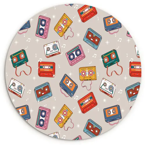 Muziek - Cassette - Patroon Wandcirkel kunststof plaat 5mm dik klein 188 -3d
