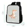 Dino in beige en grijze kleuren Rugzak - Zwart middel -productfoto_formaten