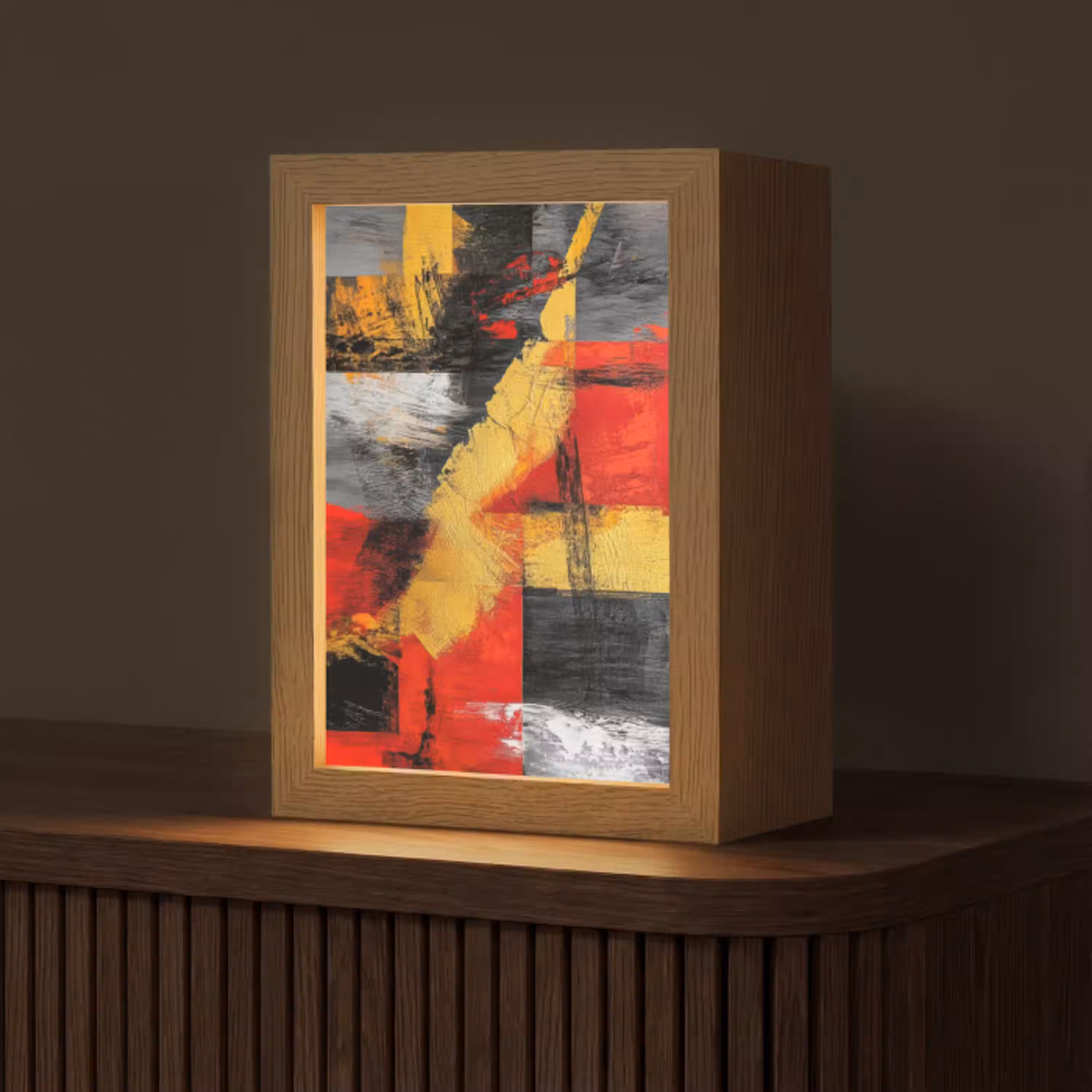 Abstracte kunst - Goud - Zwart Light Box met kabel (Tafellamp) klein -z3d_website