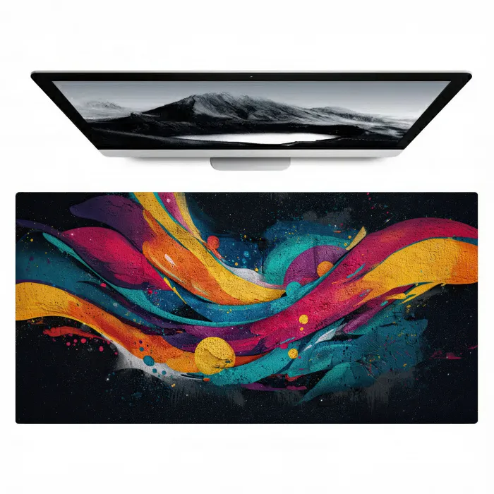 Banen - Golven - Kleurrijk - Abstract Muismat XXL klein -zzz3d