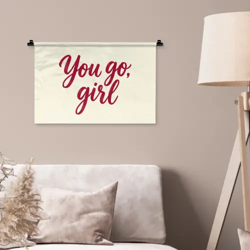you go girl - Rood - Wit Wandkleed katoen klein -sfeer4