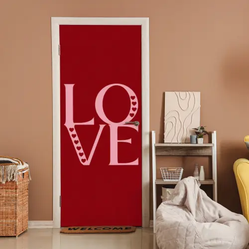 Love - Rood - Hatjes deurposter klein -sfeer1