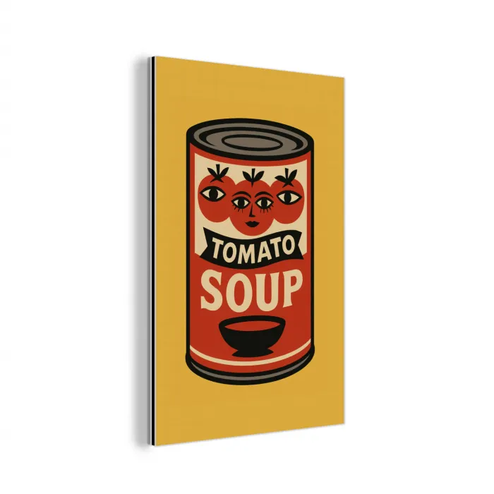 Tomatensoep - Gezichtje - Illustratie - Rood aluminium wit klein -3d