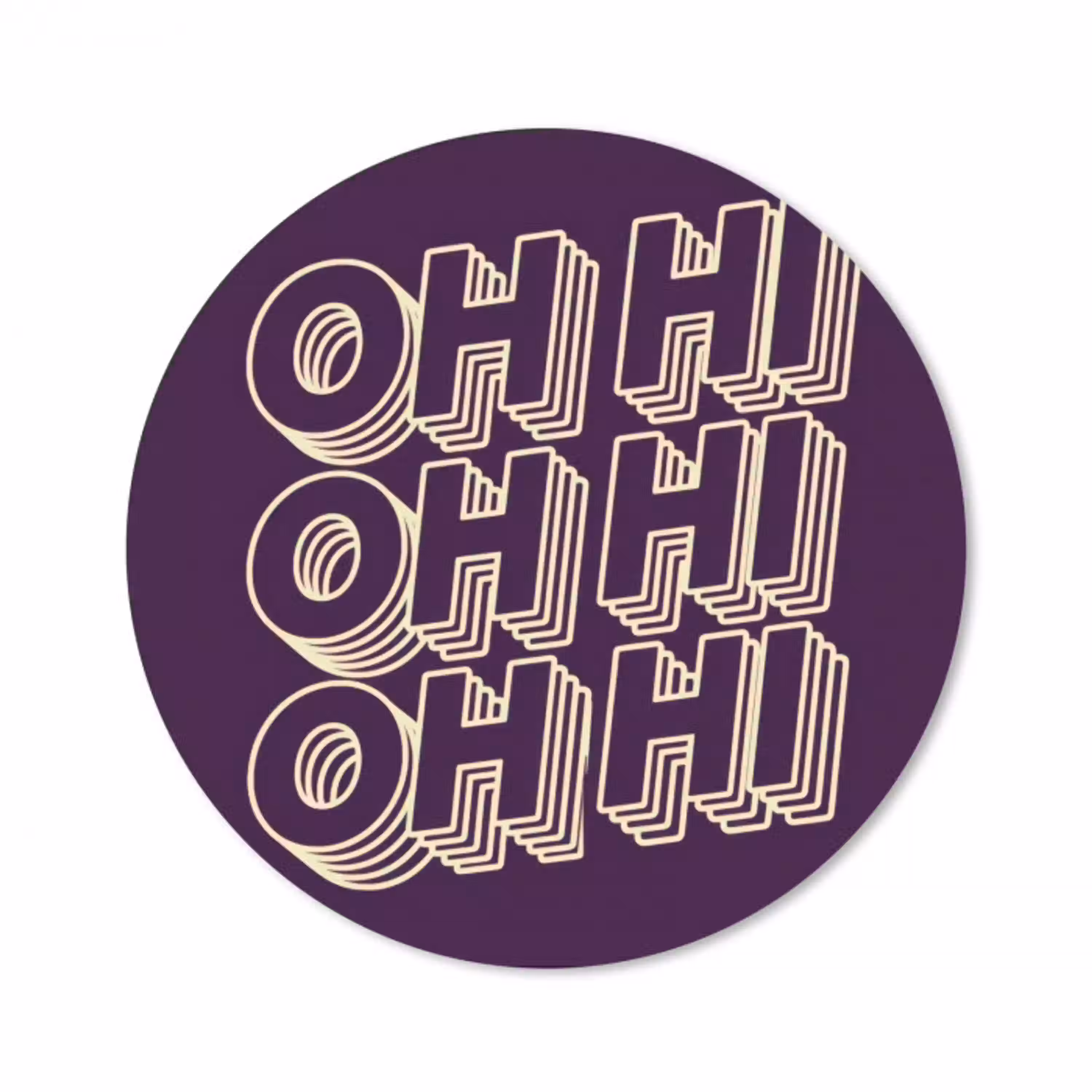 Oh hi - Paars - 3D Muismat rond klein -3d