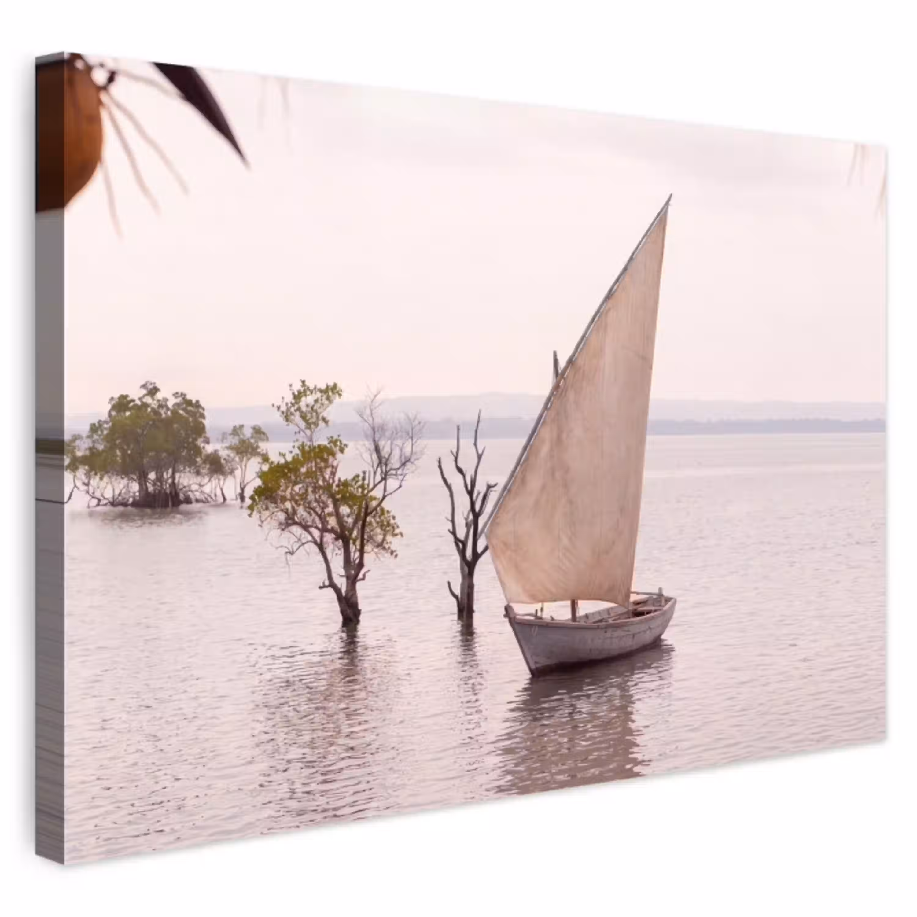 Boot - Zeil - Water - Tropisch - Natuur Tuinposter op houten frame 2 cm dik klein -3d