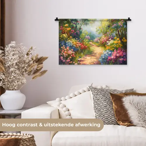Natuur - Landschap - Bloemen - Kleurrijk Wandkleed katoen klein -sfeer1