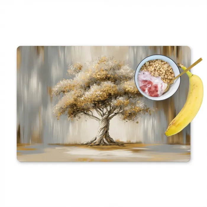 Boom - Bladeren - Abstract - Wit Placemat vinyl groot -zzzproduct_Kitchenyeah-website