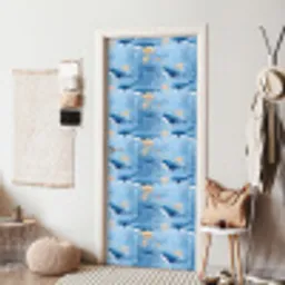 Walvissen - Oceaan - Blauw deurposter klein 289 -sfeer6