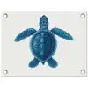 Schildpad - Blauw - Schild tuinposter los doek klein -3d