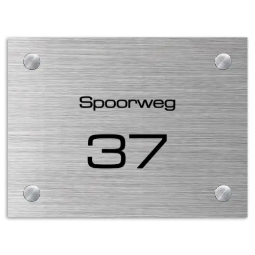 Metaal - Modern Naambord Rechthoek middel -3d