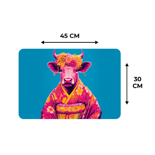 Koe - Bloemenkrans - Oorhangers - Kimono Placemat vinyl groot -specs