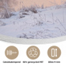 Rivier - Winter - Landschap - Sneeuw - Zonsopgang Akoestische PET Vilt - Rond klein -closeup_NL