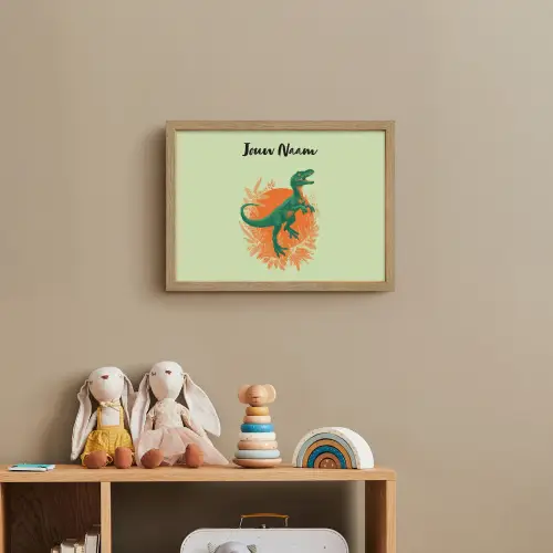 Dino - Groen - Bladeren - Cirkel Light Box met batterij (Wandlamp kind) middel -sfeer2_kind
