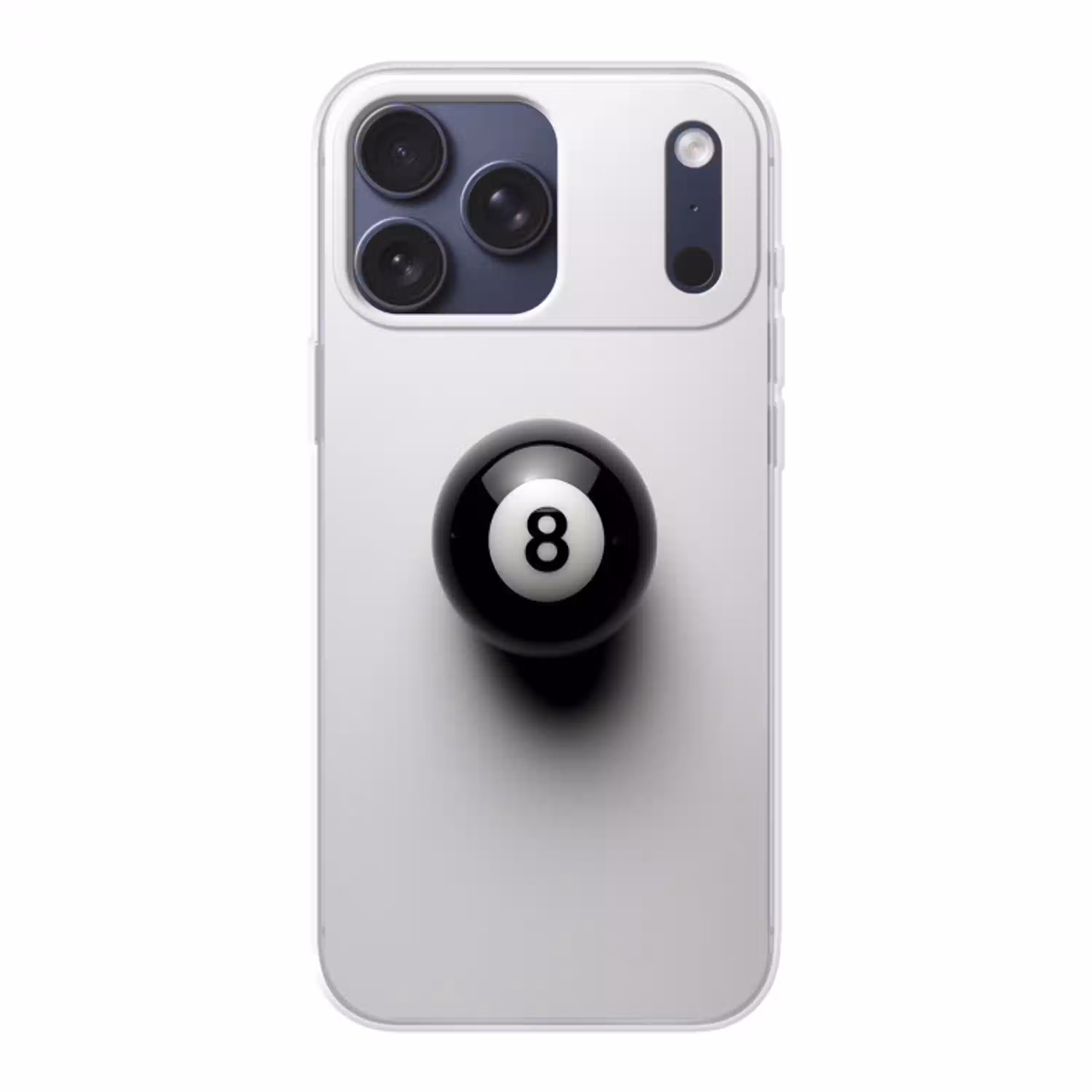 Biljartbal - Getal - Acht - Wit Telefoonhoesje iPhone 17 Pro Max klein -3d