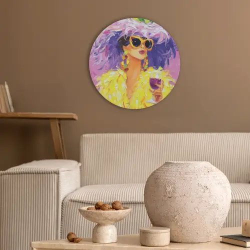 Zonnebril - Vrouw - Jas - Veren Akoestische PET Vilt - Rond klein -sfeer1