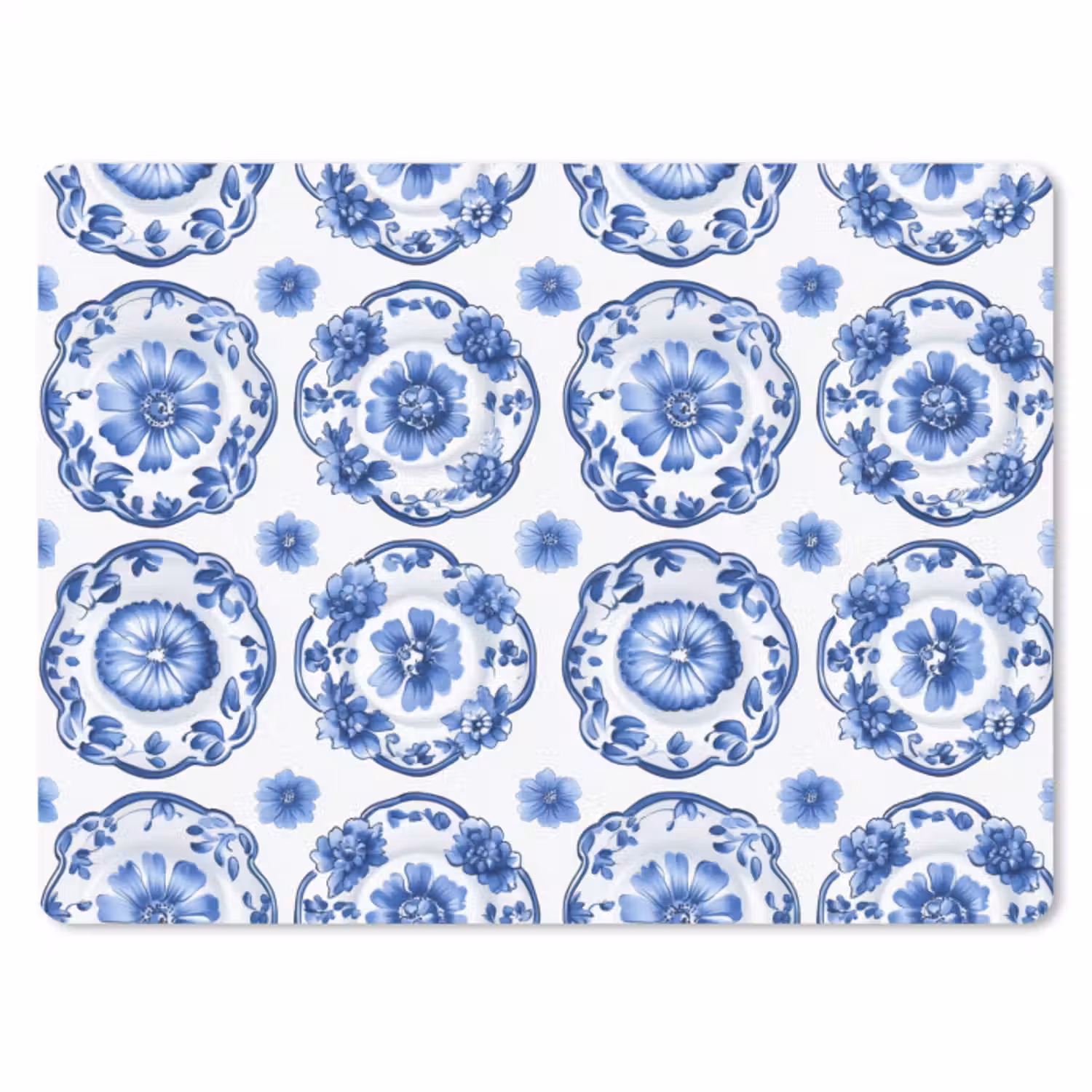 Muismat - Sierborden - Bloemen - Blauw