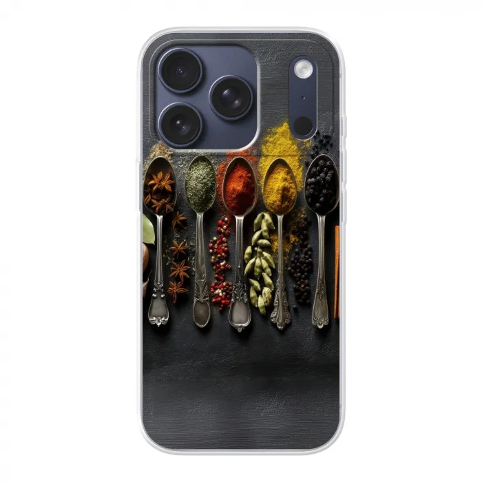 Lepels - Specerijen - Kaneel - Chili Telefoonhoesje iPhone 17 Pro klein -3d