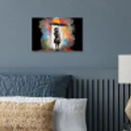 Meisje - Kunst - Paraplu - Graffiti - Kleuren - Muur poster papier klein -sfeer2