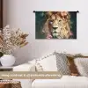 Leeuw - Leeuwenkop - Wilde dieren - Bloemen Wandkleed katoen klein -sfeer1