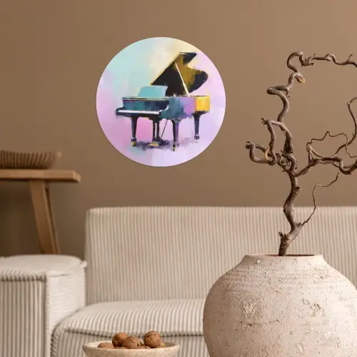 Piano - Pastel - Elegant - Dromerig Wandcirkel behangsticker klein -sfeer1