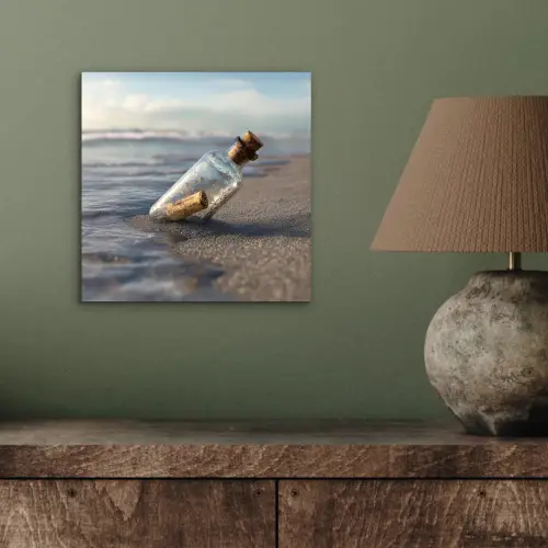 Glazenfles - Post - Zee - Zand aluminium wit klein -sfeer2