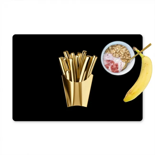 Friet - Goud - Chrome - Eten Placemat vinyl groot -zzzproduct_Kitchenyeah-website